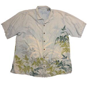 Tommy Bahama Mens Size XL Silk Short Sleeve Hawaiian Leaf Print Button-Down